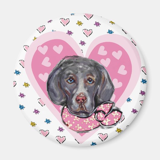 Aimant Weimaraner de la Saint-Valentin (Devant)