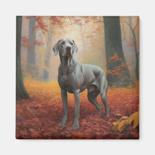 Aimant Weimaraner en automne Leaves automne Inspire