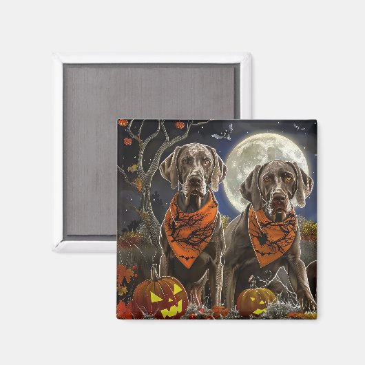 Aimant Weimaraner Halloween Éffrayant (Recto/Verso)