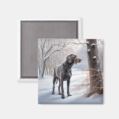 Aimant Weimaraner Laisser Neige Noël (Recto/Verso)