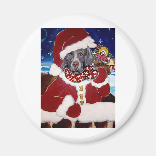 Aimant Weimaraner Père Noël (Devant)