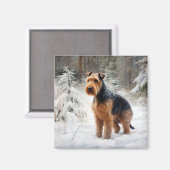 Aimant Welsh Terrier Laisser Neige Noël (Recto/Verso)
