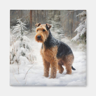 Aimant Welsh Terrier Laisser Neige Noël