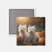 Aimant West Highland White Terrier Chiot Citrouille d'aut (Recto/Verso)