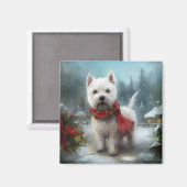 Aimant West Highland White Terrier Dog dans la neige Noël (Recto/Verso)