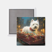 Aimant West Highland White Terrier Festif de Noël (Recto/Verso)