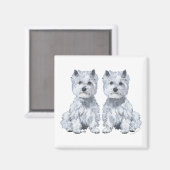 Aimant West Highland White Terrier Twins (Recto/Verso)