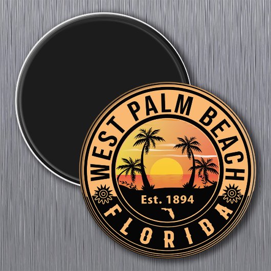 Aimant West Palm Beach Floride Rétro Sunset Souvenirs