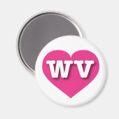 Aimant West Virginia Hot Pink Heart - J'aime WV (Recto/Verso)