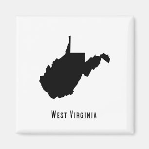 Aimant West Virginia Map - Black and White Modern