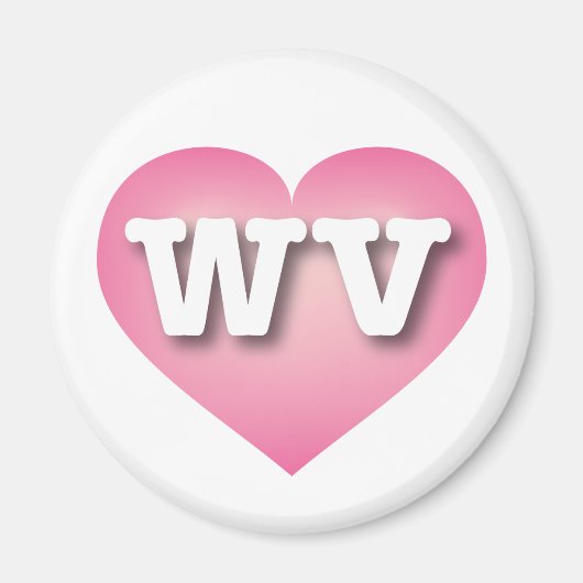 Aimant West Virginia Pink Fade Heart - J'aime WV (Devant)