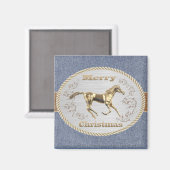 Aimant Western Belt Buckest avec cheval et joyeux Noël (Recto/Verso)