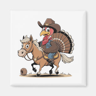 Aimant Western Cuisiné Turquie Thankgiving Cowboy Cowgirl