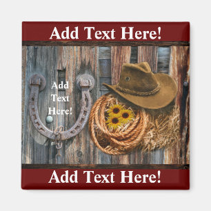 Aimant Western Horseshoe Cowboy Hat Lasso
