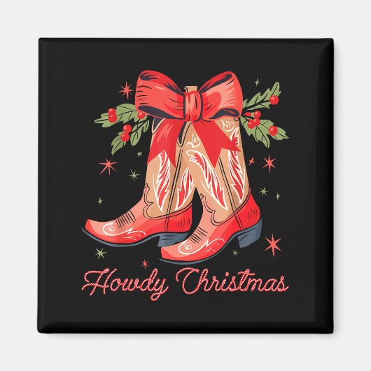 Aimant Western Howdy Christmas Cowgirl Boot Coquette Bow (Devant)
