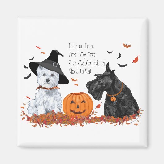 Aimant Westie et Scottie Halloween (Devant)