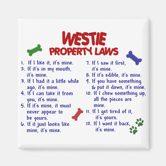 Aimant WESTIE, lois sur la propriété 2 (Devant)