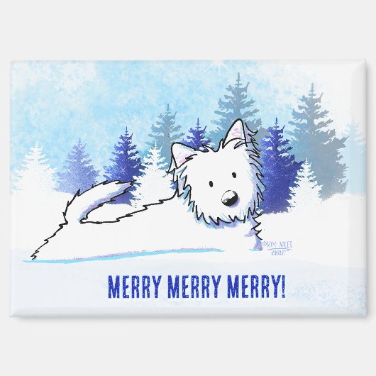 Aimant Westie Snowplow Chien d'hiver (Recto)