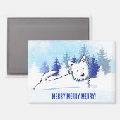 Aimant Westie Snowplow Chien d'hiver (Recto/Verso)