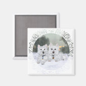 Aimant Westies en hiver (Recto/Verso)
