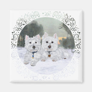 Aimant Westies en hiver