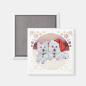 Aimant Westies en hiver (Recto/Verso)