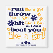 Aimant WH Softball Comme Une Fille (Devant)