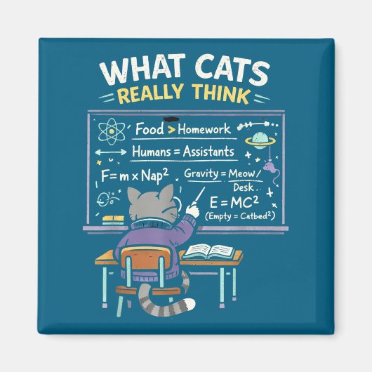 Aimant What Cats Really Think Physics Graphic Art (Devant)