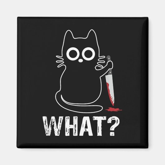 Aimant What_ - Chat Drôle Avec Design Graphique Couteau (Devant)