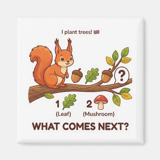Aimant What Comes Next? Red Squirrel UK Pattern Logic (Devant)
