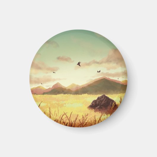 Aimant Wheat fields at sunrise (Devant)