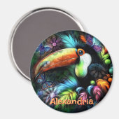 Aimant Whimsical Abstract Toucan Bird Personalized (Recto/Verso)