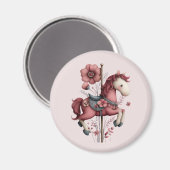 Aimant Whimsical Carousel Horse Image (Recto/Verso)