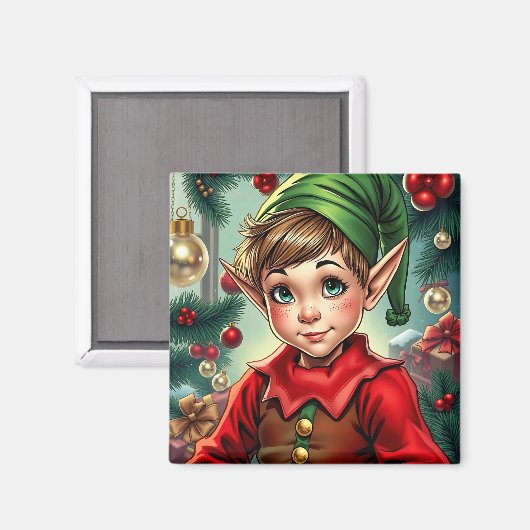 Aimant Whimsical Cartoon Elf | Christmas (Recto/Verso)
