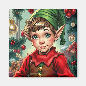 Aimant Whimsical Cartoon Elf | Christmas (Devant)