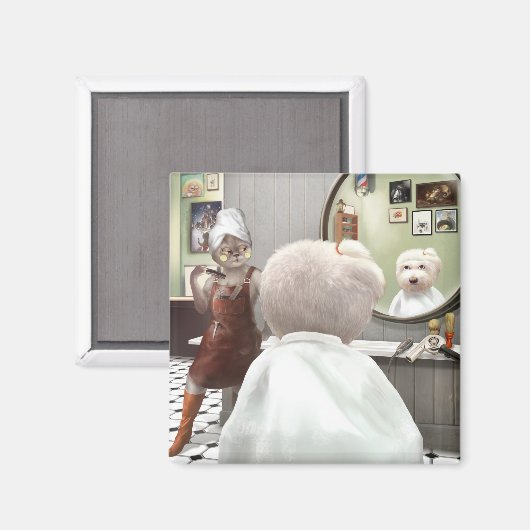 Aimant Whimsical Pet Barber Shop (Recto/Verso)