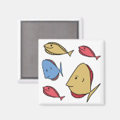 Aimant Whimsical Petits poissons rouge bleu jaune (Recto/Verso)
