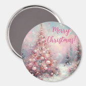 Aimant Whimsical Pink Christmas Tree Personalized (Recto/Verso)