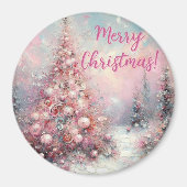 Aimant Whimsical Pink Christmas Tree Personalized (Devant)