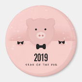 Aimant Whimsical Pink Pig mignon Nouvel An chinois (Devant)
