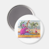 Aimant Whimsical Rose Flamant rose Pours Fête Boissons Pl (Recto/Verso)
