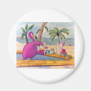 Aimant Whimsical Rose Flamant rose Pours Fête Boissons Pl