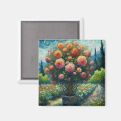 Aimant Whimsical Rose Topiary Impressionistic Painting (Recto/Verso)