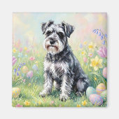 Aimant Whimsical Schnauzer with Easter Eggs (Devant)
