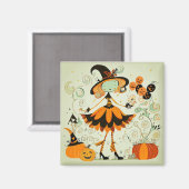 Aimant whimsical/sorcière/citrouille/chute (Recto/Verso)