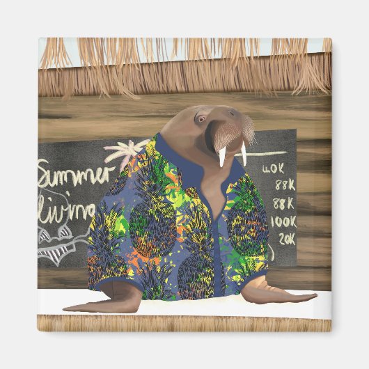 Aimant Whimsical Tropical Hawaiian Walrus Marine Life (Devant)