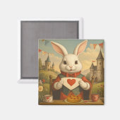 Aimant Whimsical White Rabbit Hearts Enchanted Wonderland (Recto/Verso)
