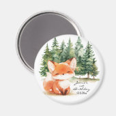 Aimant Whimsical Woodland Baby Fox 1er anniversaire (Recto/Verso)