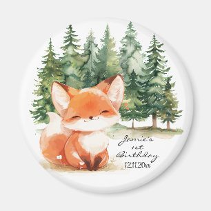 Aimant Whimsical Woodland Baby Fox 1er anniversaire