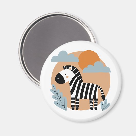 Aimant Whimsical Zebra Scandinave Influencée (Recto/Verso)